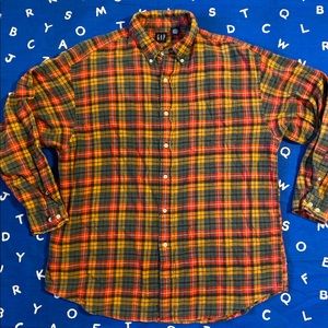 Vintage 90s Gap Indian Madras Plaid Flannel Shirt